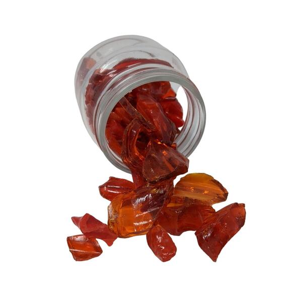 Amberina and Ruby‎ Glass Mixed Cullet Pieces Fragments Half Pint Jar - Picture 2 of 4